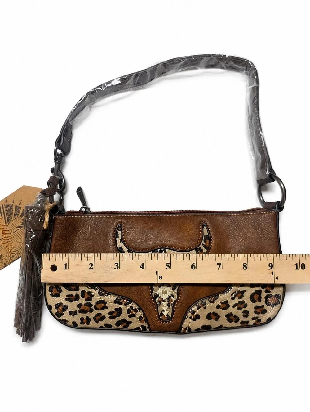 Catchfly Studio Western Longhorn Leopard Shoulder Bag NWT
